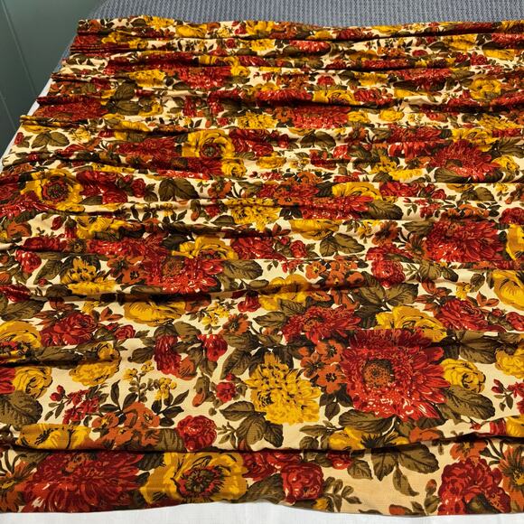Vintage 70s Orange Yellow Floral SINGLE Pleated Drape Curtain Bloomcraft 55x55 - Picture 5 of 12